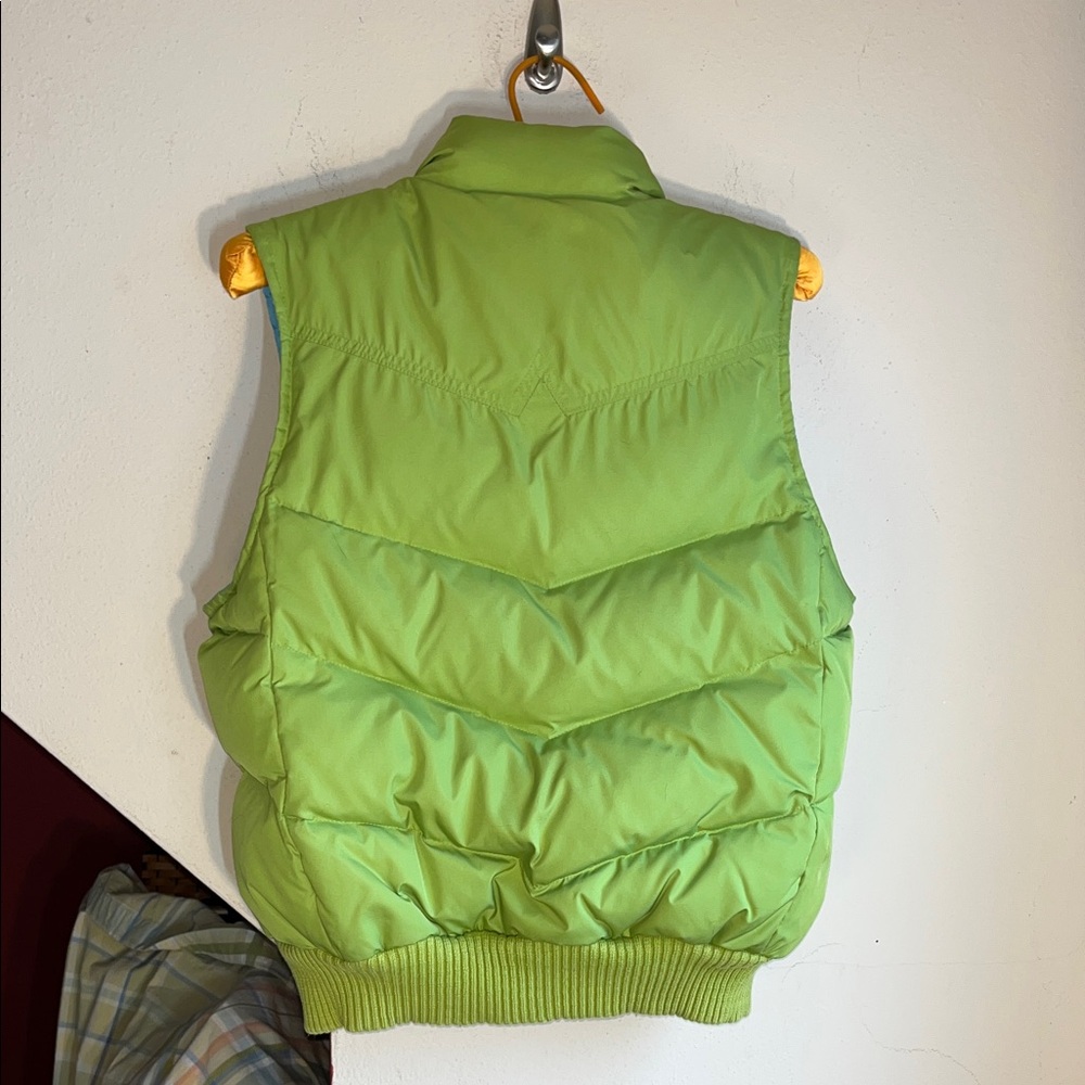 Gap Lime Green Down Filled Snap Front Puffer Vest… - image 3